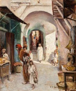 Femme Et Enfants Au Marche by William Lambrecht