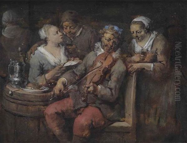 A Merry Company With A Violin Player - view 1