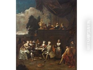 Elegant Company Merry-making In A Park; A Musical Party (pair)