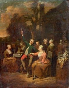 Scene De Cabaret En Plein Air by Jan Baptist Lambrechts