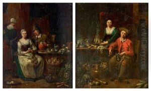 Deux Scenes De Cuisine Formant Pendant (pair)
