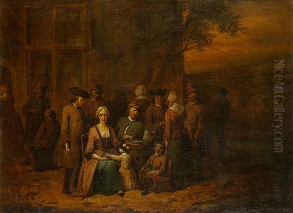 Personnages Attables Devant Une Auberge - view 1