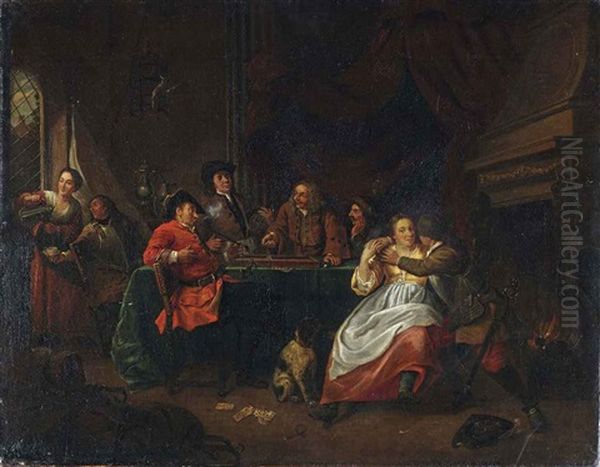 Figures Making Merry In An Interior - view 1