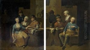 Scenes De Cabaret (pair) by Jan Baptist Lambrechts