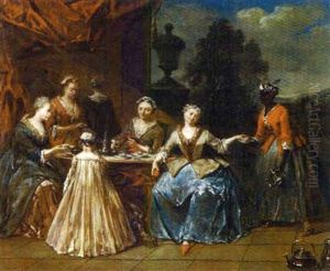 Femmes Prenant Le Cafe Sur La Terrasse