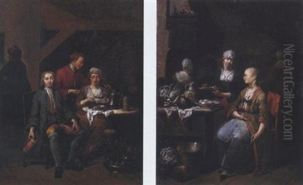 A Tavern Interior With Figures Around A Table - view 1