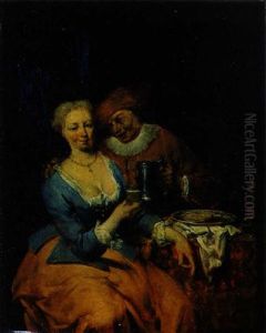 Couple En Train De Trinquer Devant Une Collation by Jan Baptist Lambrechts