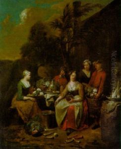 Magde Und Knechte Beim Gemuseputzen by Jan Baptist Lambrechts