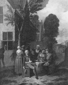 La Collation Dans La Cour Ombragee by Jan Baptist Lambrechts