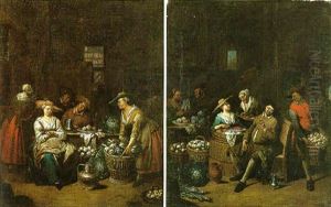 Peasants Preparing Vegetables In A Tavern Interior