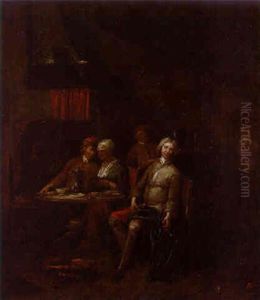 Company Smoking And Merrymaking In An Interior by Jan Baptist Lambrechts