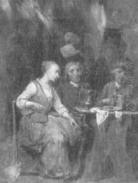 Tavern Interior With Three Seated Figures - view 1