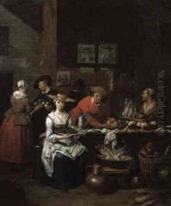 Kitchen Interior With A Lady Seated At A Table Kitchen Interior With A Lady Seated At A Table