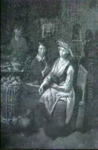 Magd Beim Gemuseputzen Und Kavaliere                        In Kucheninterieur