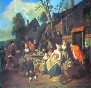 Contadini Sull'aia by Jan Baptist Lambrechts