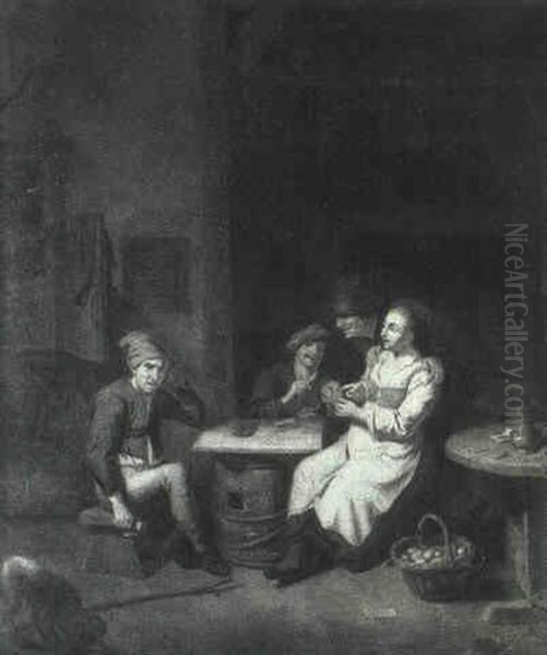 Peasants Playing Cards In An Interior - view 1
