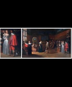 Danseurs Dans Une Salle De Bal by Christoffel Jacobsz. Van Der Lamen