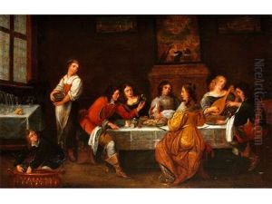 Eine Vornehme Gesellschaft Bei Tisch by Christoffel Jacobsz. Van Der Lamen