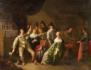 Festliche Gesellschaft Beim Umtrunk by Christoffel Jacobsz. Van Der Lamen