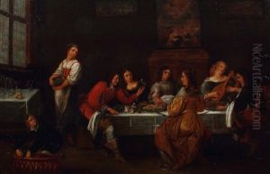 Vornehme Gesellschaft Von Damen Und Herren Bei Tisch Vornehme Gesellschaft Von Damen Und Herren Bei Tisch