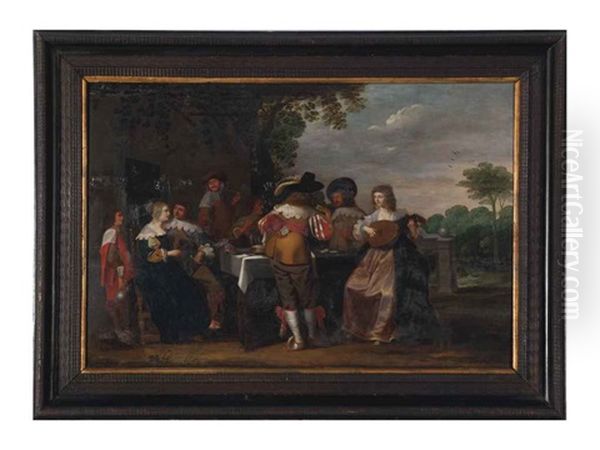 Elegant Figures On A Terrace - view 1
