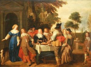 Scene De Banquet Dans Un Parc Devant Un Palais Classique