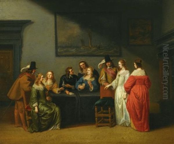 Interior With Figures Playing Cards - view 1