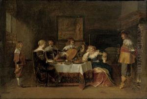 An Elegant Company Making Merry by Christoffel Jacobsz. Van Der Lamen