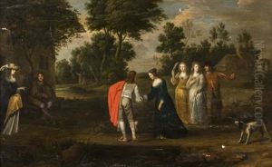 La Rencontre Dans Un Paysage by Christoffel Jacobsz. Van Der Lamen