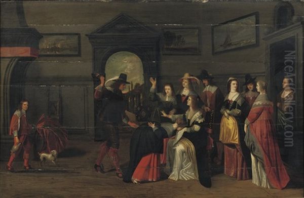 Elegant Company Playing The Game Of La Main Chaude In An Interior - view 1
