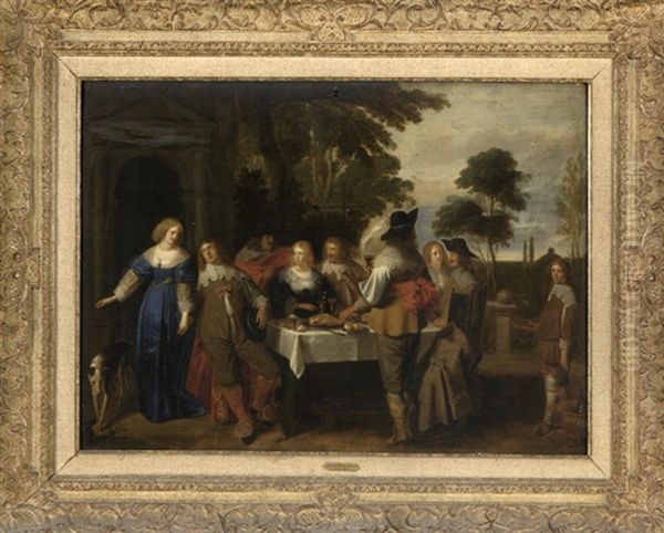 Scene De Banquet Dans Un Parc Devant Un Palais Classique - view 1