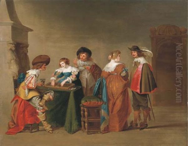 Elegant Company Playing Tric-trac - view 1