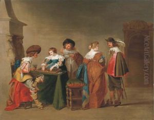 Elegant Company Playing Tric-trac