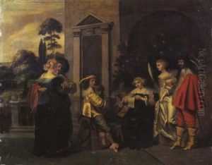 Scene De Bal Devant La Terrasse D'un Palais