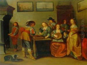 Vornehme Gesellschaft Bei Musizieren Und Wurfelspielen Vornehme Gesellschaft Bei Musizieren Und Wurfelspielen