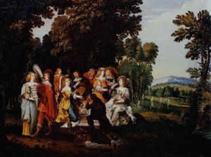 Reunion Galante Dans Un Parc by Christoffel Jacobsz. Van Der Lamen