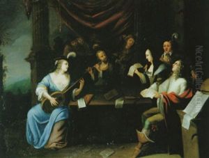 Musizierende Gesellschaft Auf Einer Terrasse by Christoffel Jacobsz. Van Der Lamen