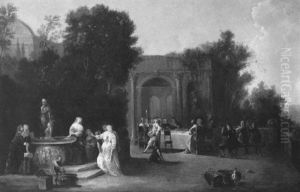 Hofische Gesellschaft In Einem Schlosspark by Christoffel Jacobsz. Van Der Lamen