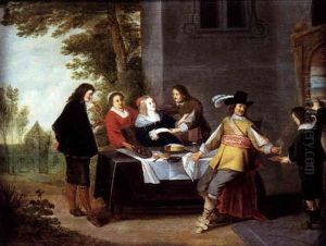 Un Repas De Fete by Christoffel Jacobsz. Van Der Lamen