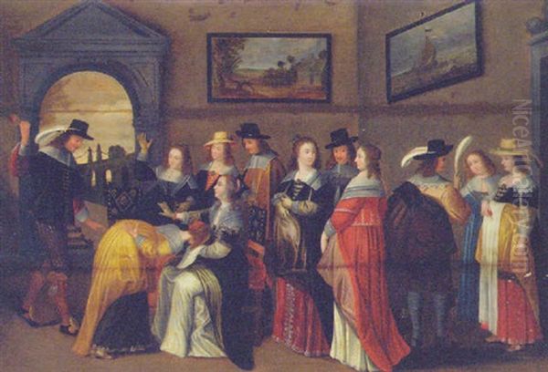 Elegant Company Playing Le Main Chaude In An Interior - view 1