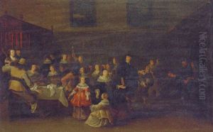 An Elderly Couple Arriving At A Feast In An Elegant Interior An Elderly Couple Arriving At A Feast In An Elegant Interior