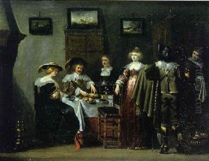 Reunion Galante Dans Un Interieur by Christoffel Jacobsz. Van Der Lamen