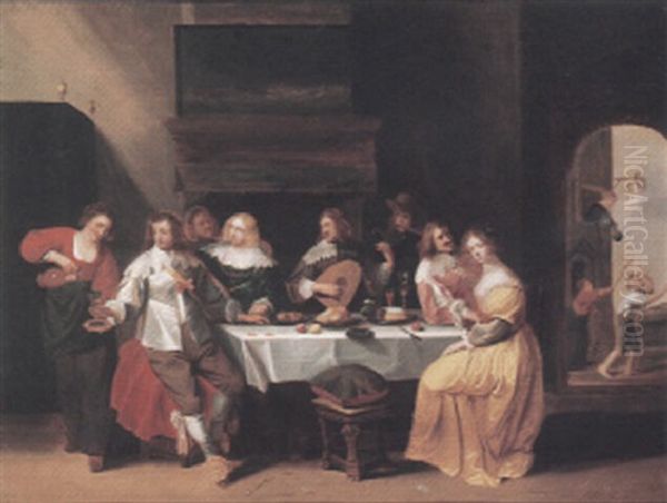 Interior With A Banquet Scene - view 1