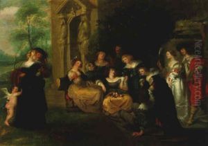 Elegant Company Conversing In A Garden