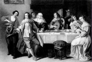 Frohliche Gesellschaft Vor Einem Kamin by Christoffel Jacobsz. Van Der Lamen