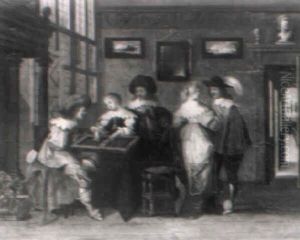 Vornehme Damen Und Herren Beim Brettspiel by Christoffel Jacobsz. Van Der Lamen