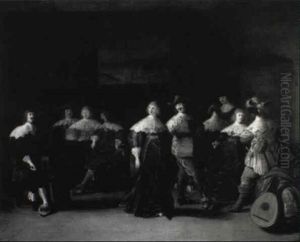 Vornehme Gesellschaft Bei Tanz Und Musik by Christoffel Jacobsz. Van Der Lamen