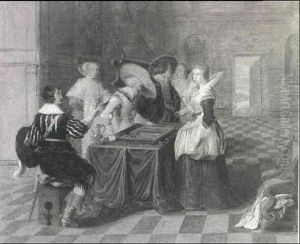 Figures Playing A Game Of Backgammon