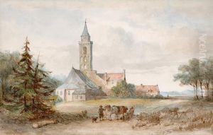 Activity At The Edge Of A Village by Carel Jacobus Behr