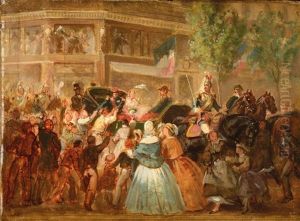 L'empereur Napoleon Iii Et L'imperatrice Eugenie En Caleche Acclames Par La Foule